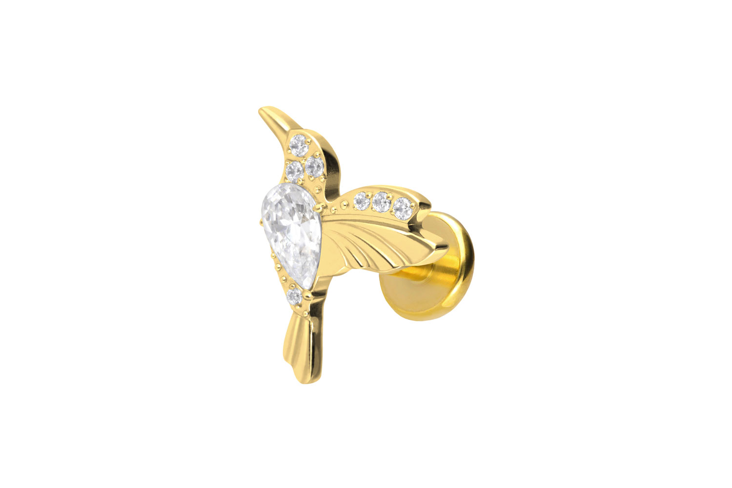Titan Labret Piercing mit Push Fit KOLIBRI